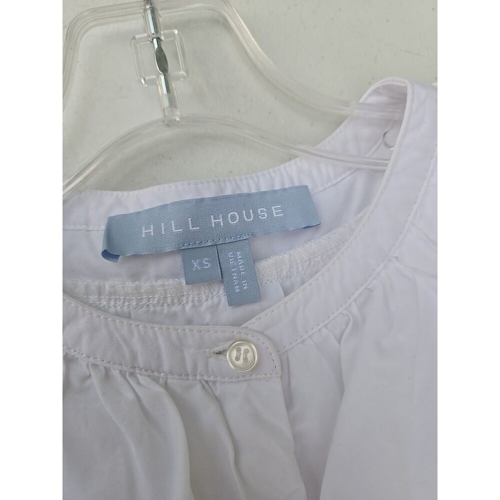 Hill House Home White Ruffle Collar Blouse XS Cotton Button Front Top - Picture 6 of 11